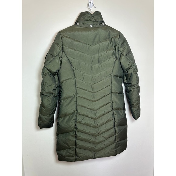 Eddie Bauer Women's Sz S Green Long Down Parka Puffer Jacket FLAW - Picture 2 of 9